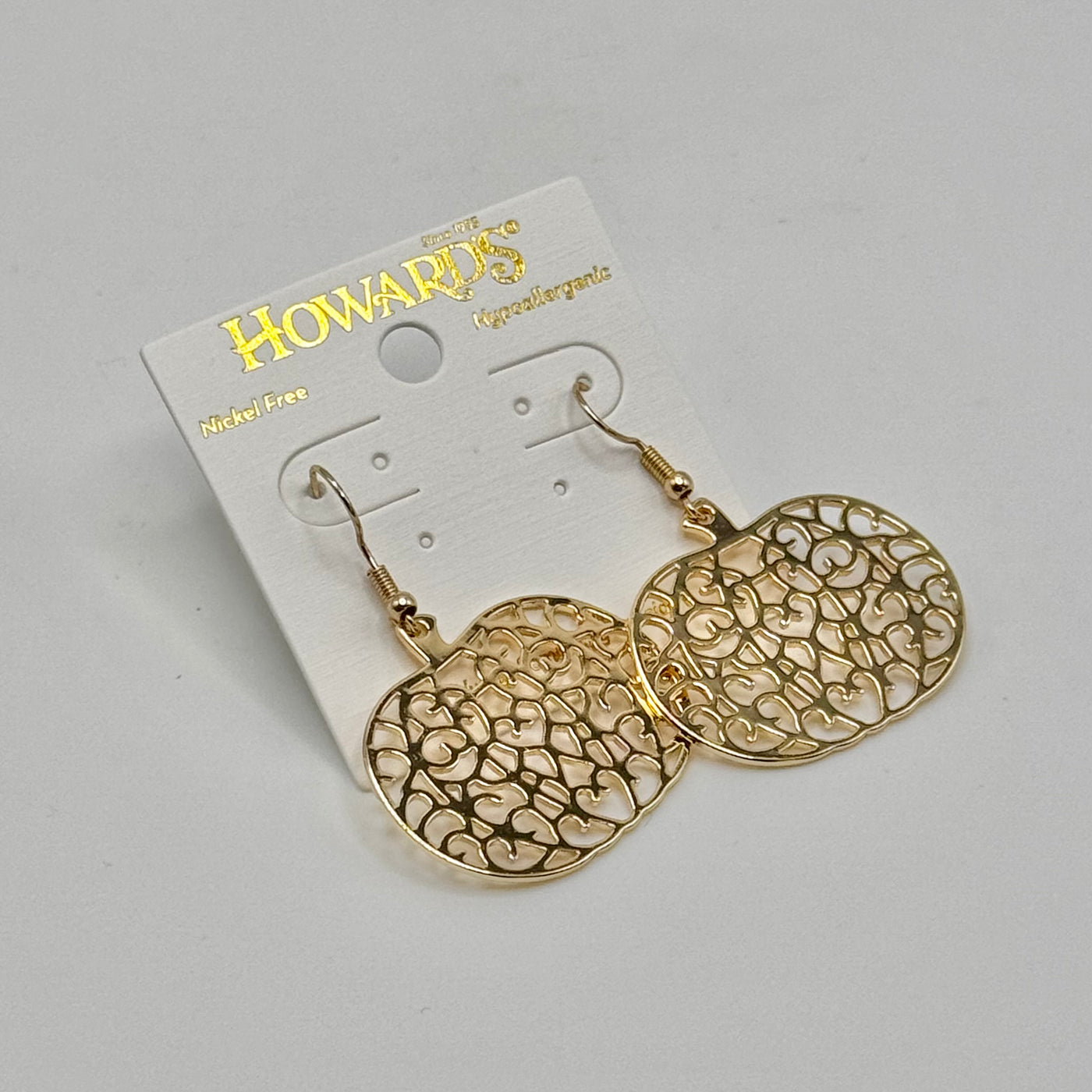 Halloween Jewelry Collection By Howards - Gold Filigree Pumpkins - Earrings