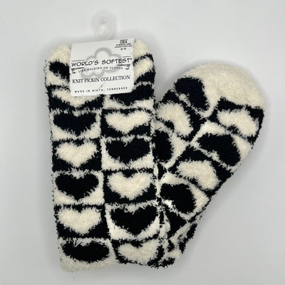 World's Softest Sock Knit Pickin' Collection - Checkered Heart Black