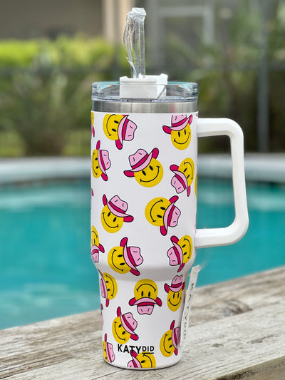 Quenchin' Your Thirst Tumblers - Cowboy Happy Face - 40 oz.