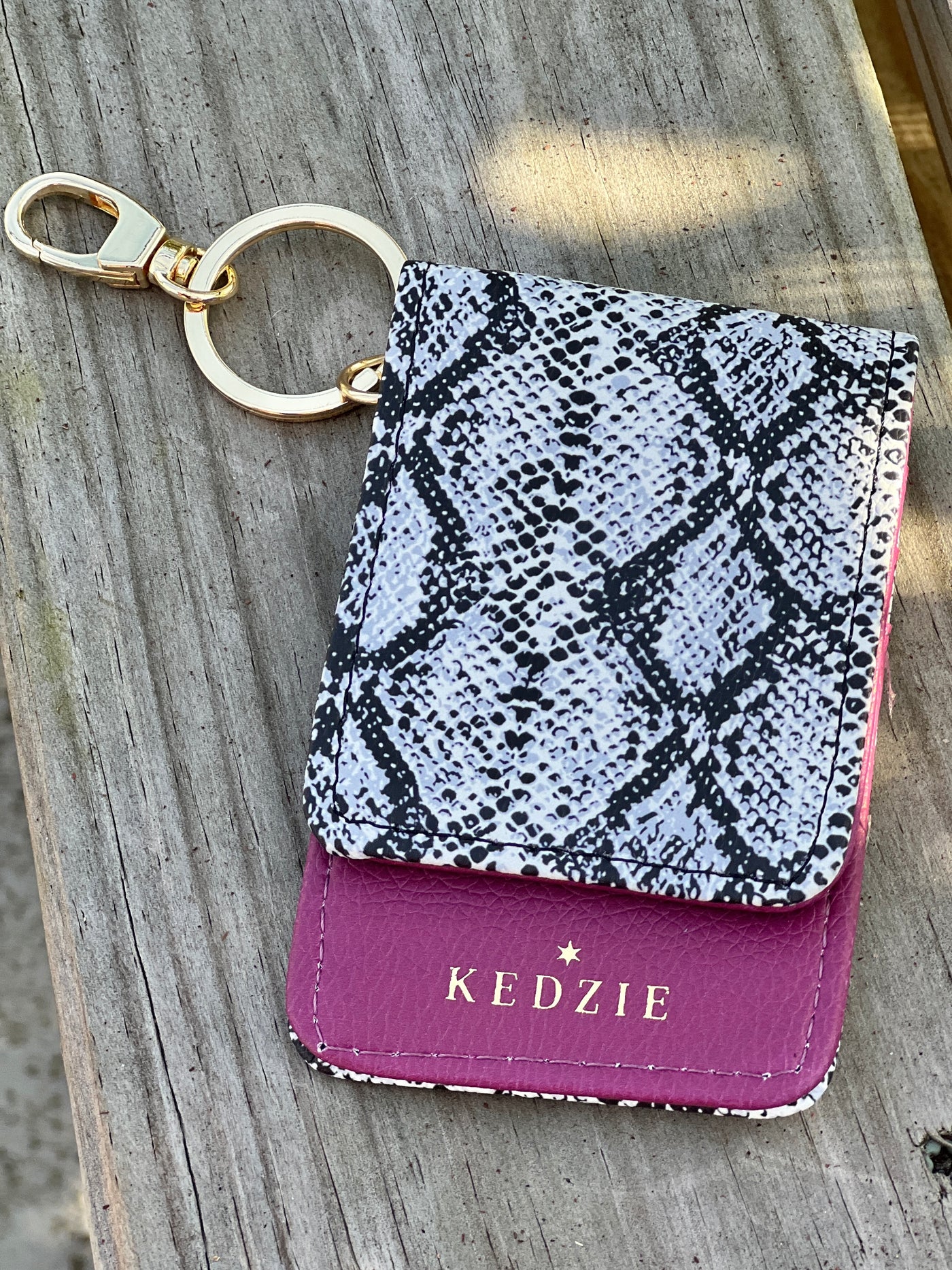 Kedzie Keychain Wallet W/ ID Holder - Vegan Leather NEW - Bohemian Print