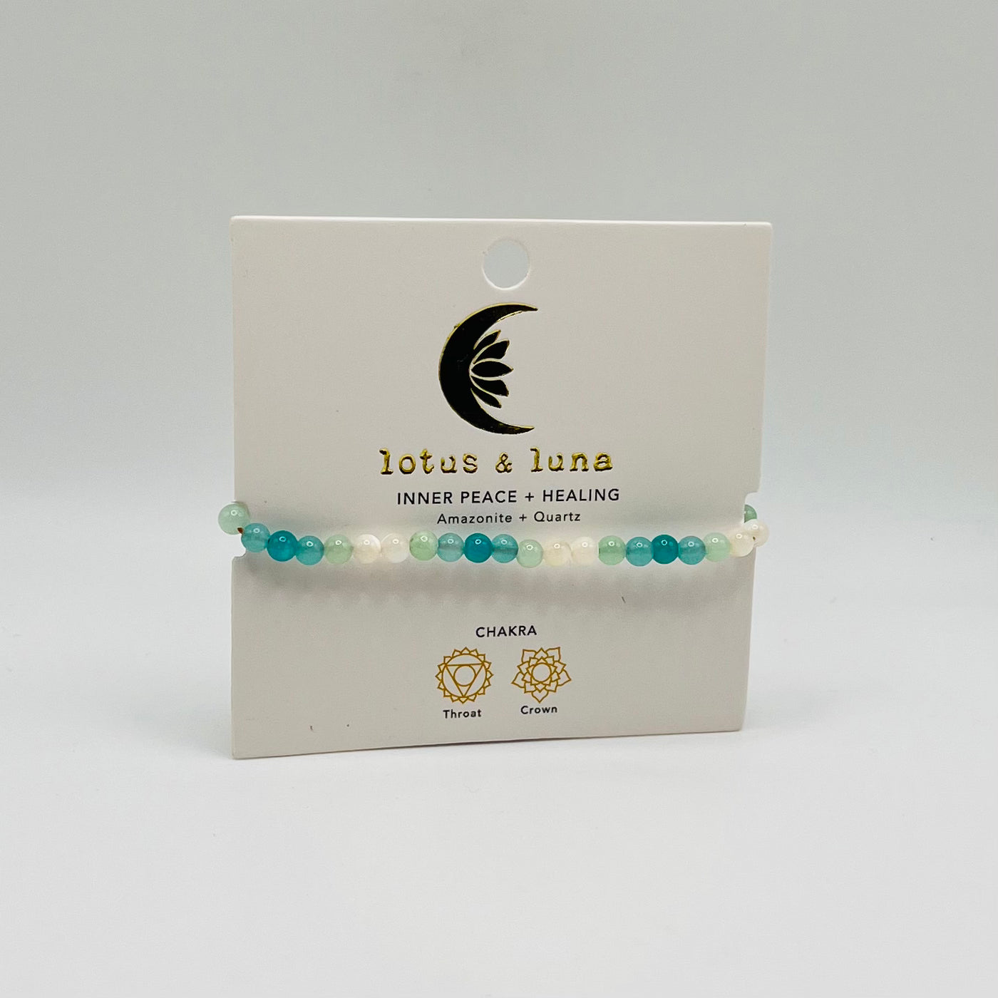 Lotus & Luna - Healing Bracelets 4mm - Inner Peace & Healing (Amazonite & Quartz)