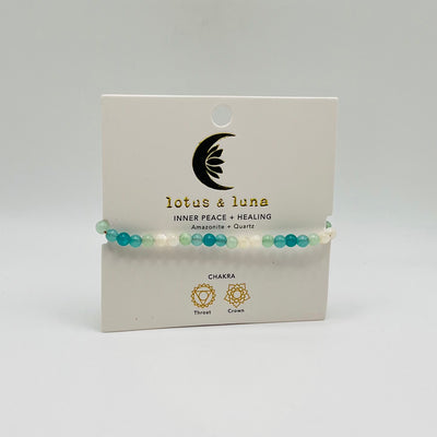 Lotus & Luna - Healing Bracelets 4mm - Inner Peace & Healing (Amazonite & Quartz)