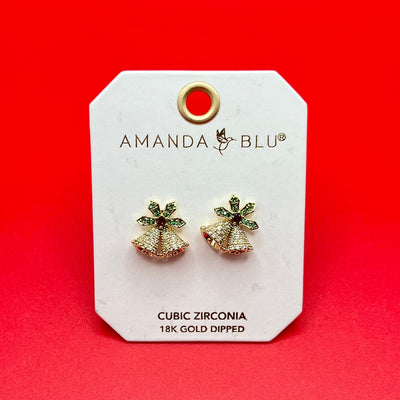 Holiday Jewelry Collection - Earrings/Clear Double Bell Studs