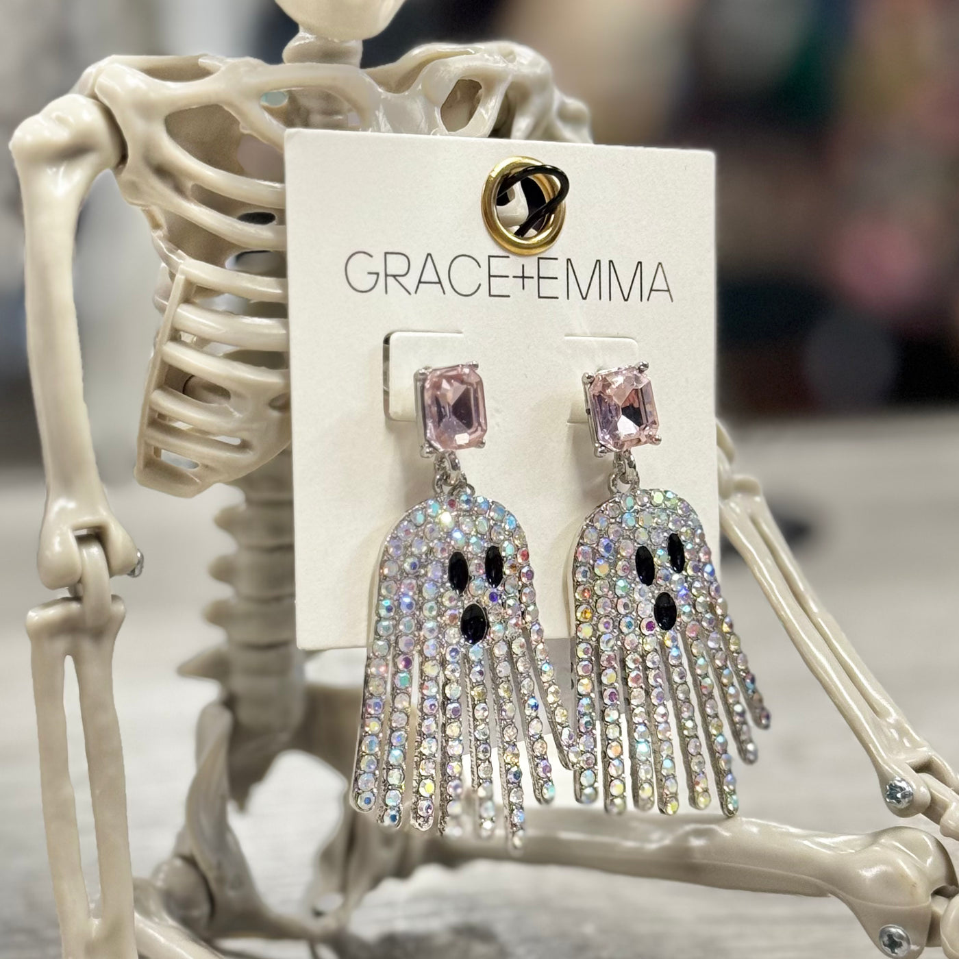 Spooktacular Earrings - Earring - Rhinestone Ghost Earrings 