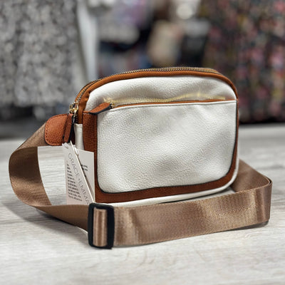 Bags By Southern Grace - Cream & Tan Faux Leather Fanny Pack