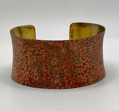 Brass Patina Collection by Anju - Bracelet - Red Orange Brass Floral Vines
