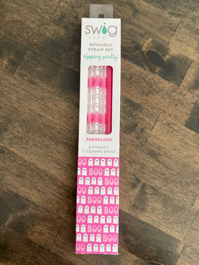 Swig Life Fall and Halloween Collection - Faboolous + Pink  Reusable Straw Set