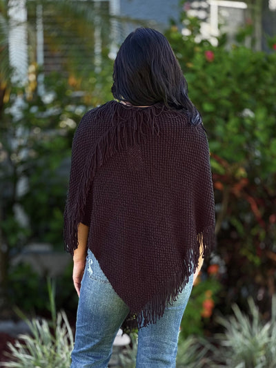 Annie Poncho With Fringe - Black