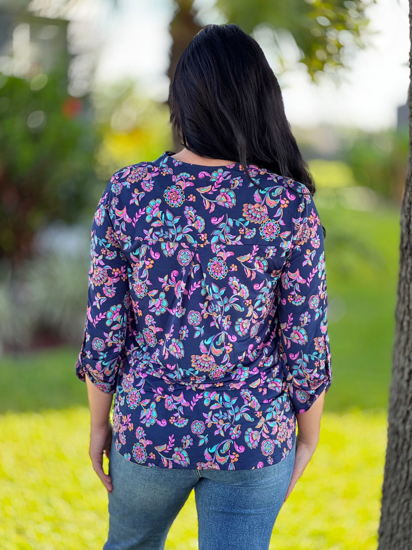 The Lizzy Top In Navy Floral By Dear Scarlett