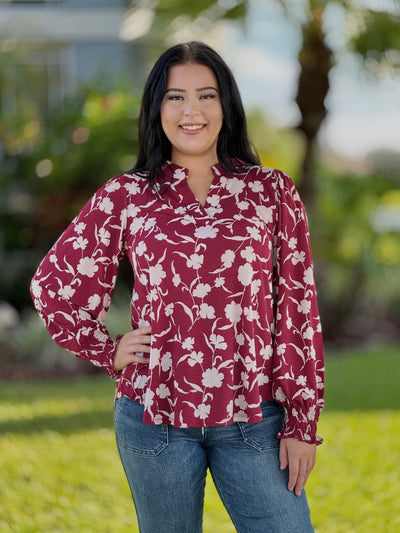 The Lizzy Smock Top In Wine By Dear Scarlett
