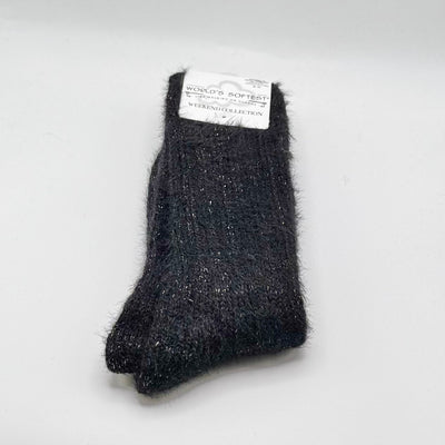 World's Softest Sock Cozy Collection - Black Sparkle Crew