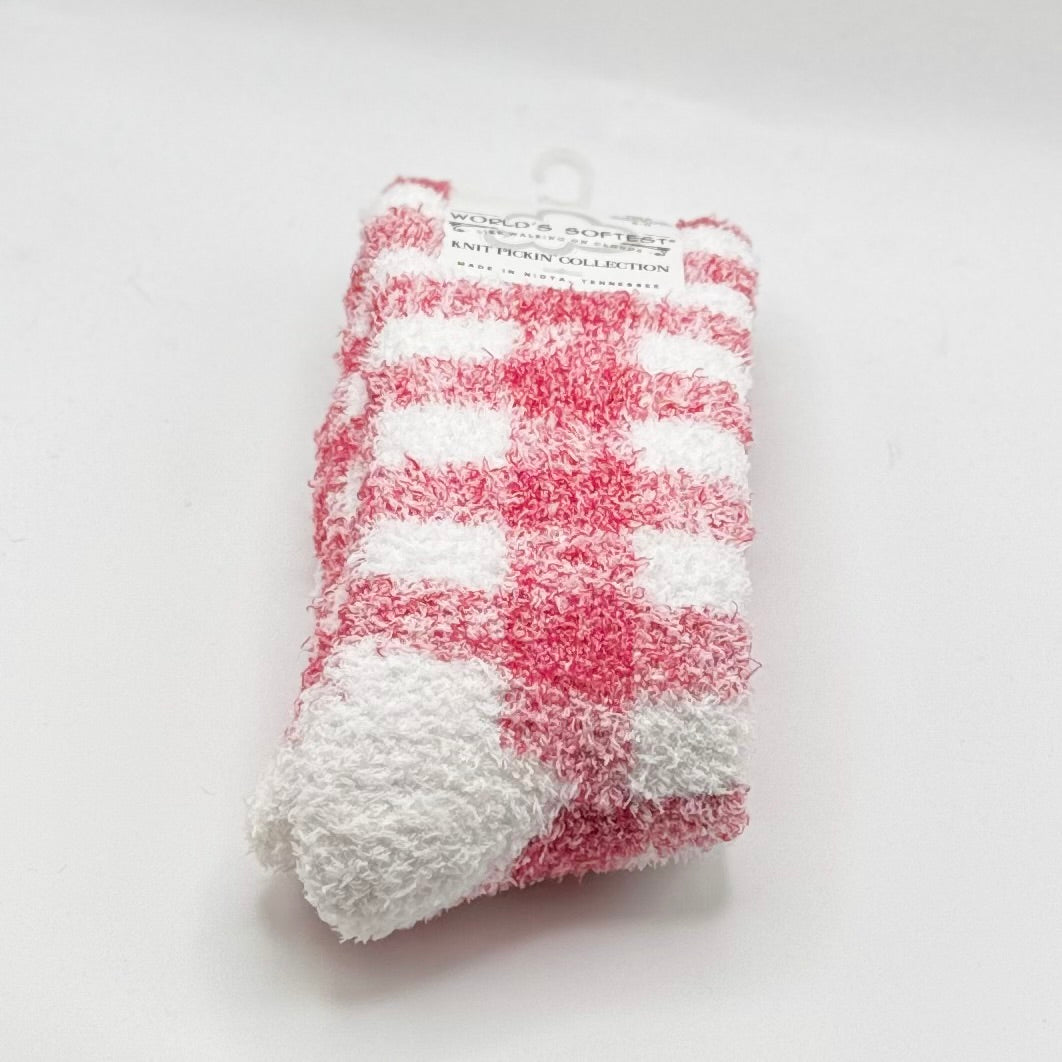 World's Softest Sock Cozy Collection - Crimson Check
