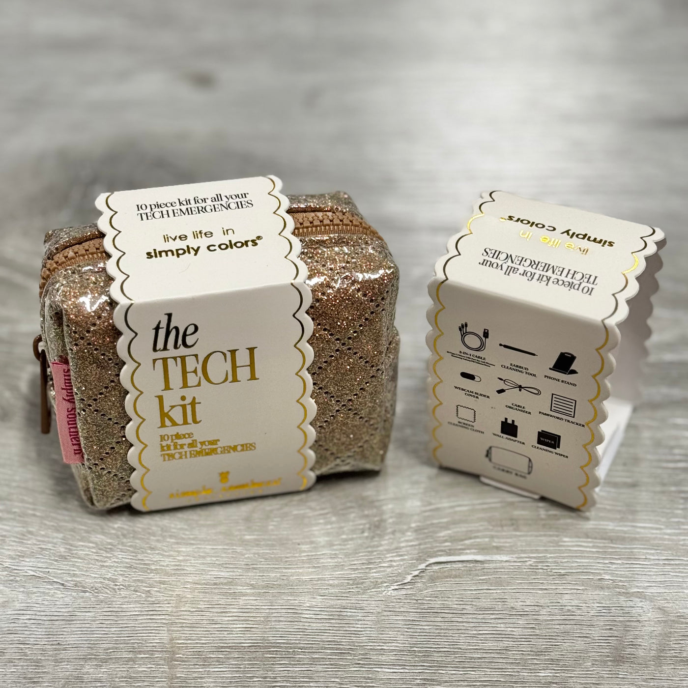On The Go Girl Gear By Simply Southern - Tech Kit / Rose Gold Quilted Sparkle