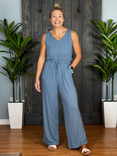 Vineyard Jumpsuit - Cerulean