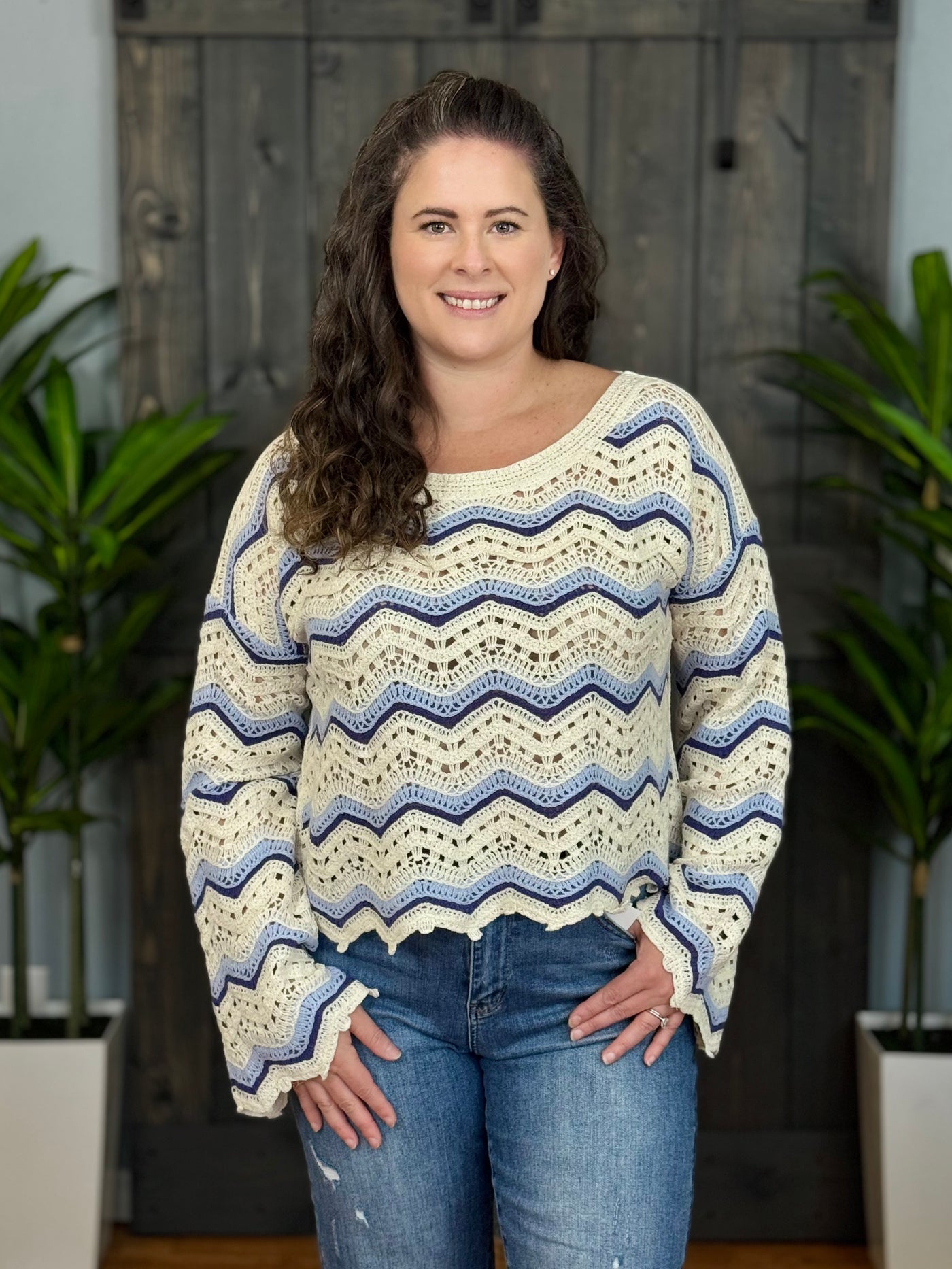 Kala Striped Crochet Top - Sky
