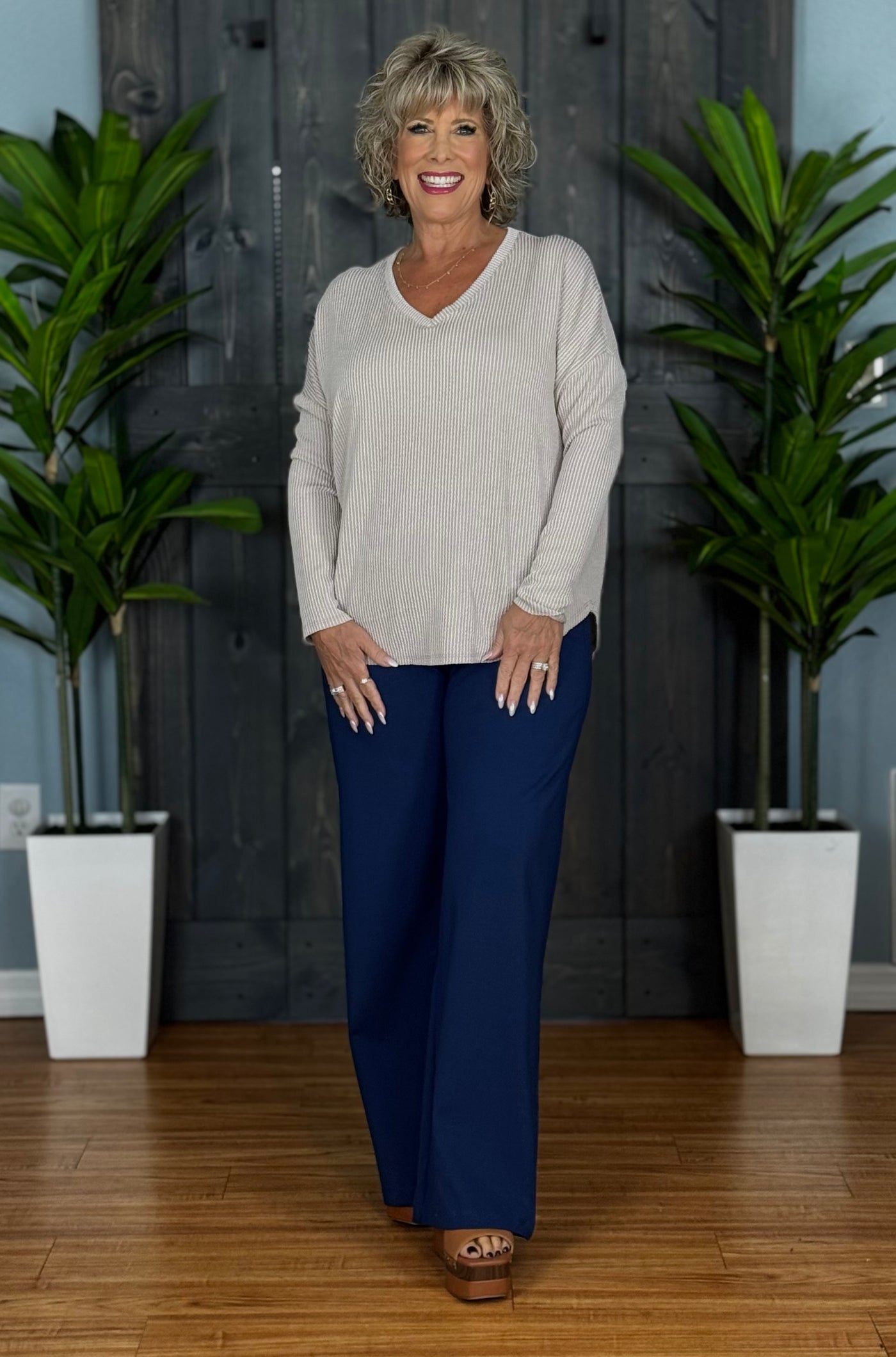 Do The Wave Top - Oat - V Neck