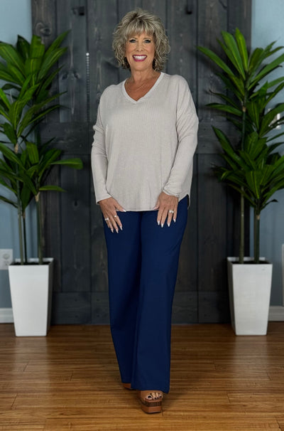 Do The Wave Top - Oat - V Neck