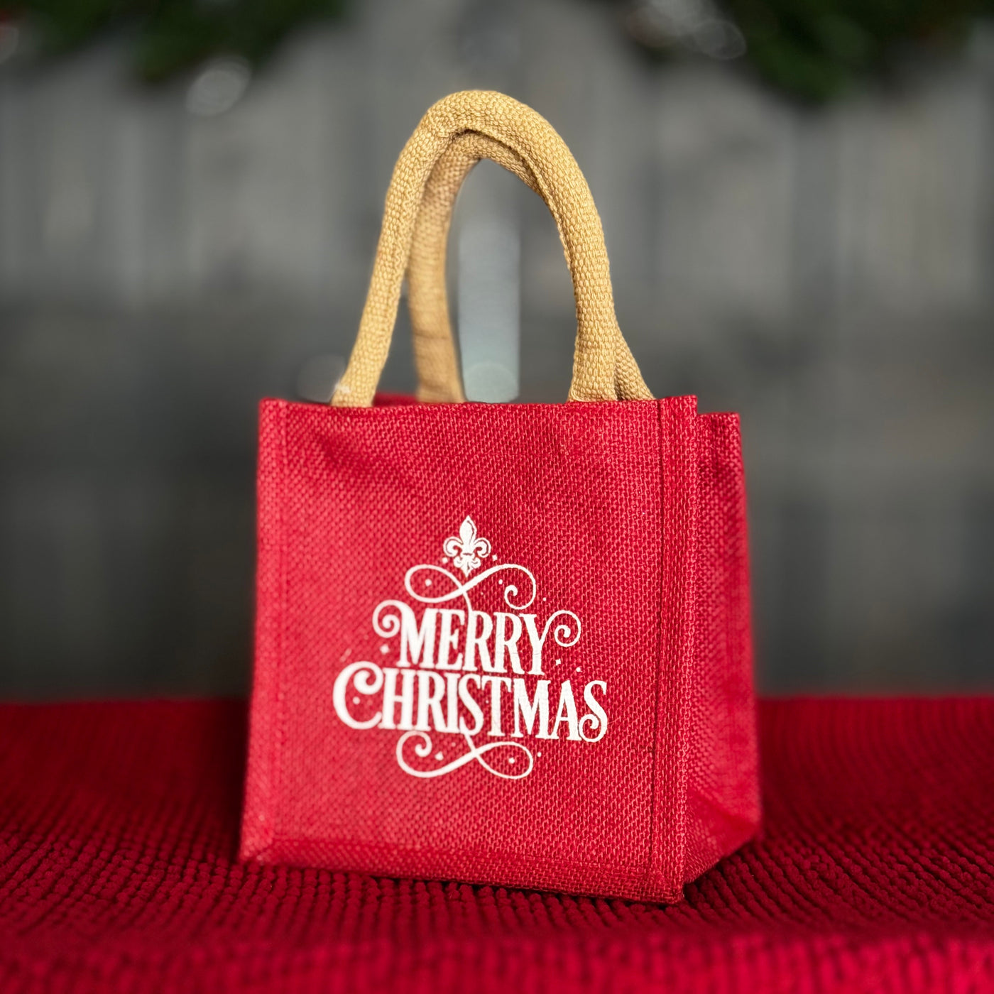 Holiday Gifts From The Royal Standard - Petite Gift Tote / Merry Christmas Fleur (7"x7"x5")