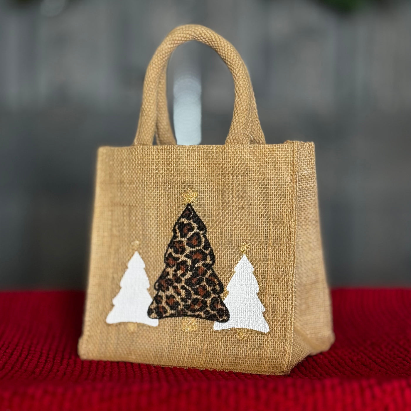 Holiday Gifts From The Royal Standard - Petite Gift Tote / Leopard Christmas Tree (7"x7"x5")