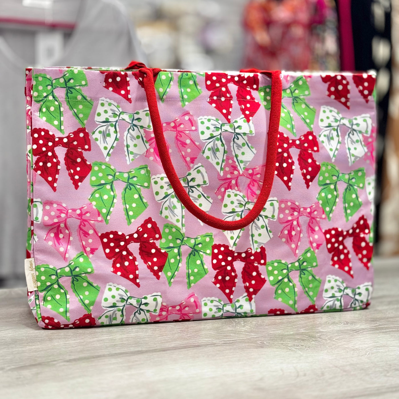 Holiday Tote / Holiday Bows With Dots