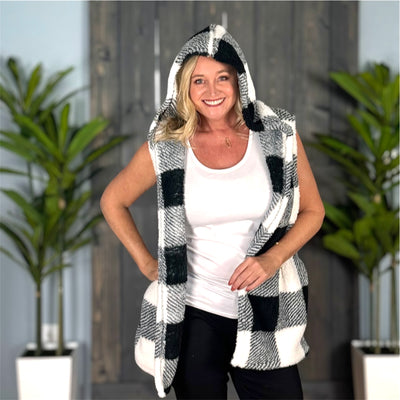 Nancy Plaid Hooded Vest