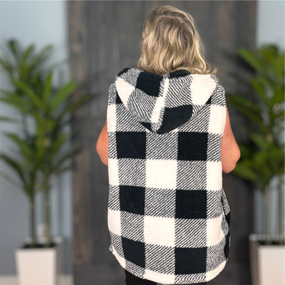 Nancy Plaid Hooded Vest