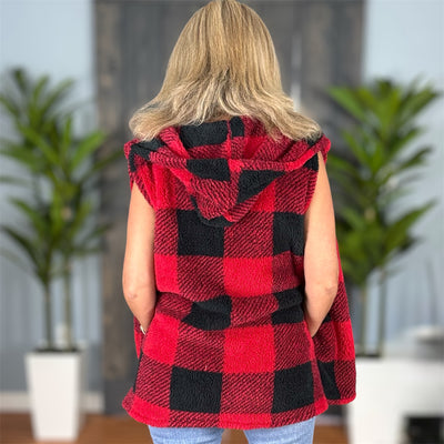Nancy Plaid Hooded Vest