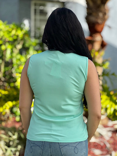Not Your Basic Babe Sleeveless Mock Neck Top - Mint
