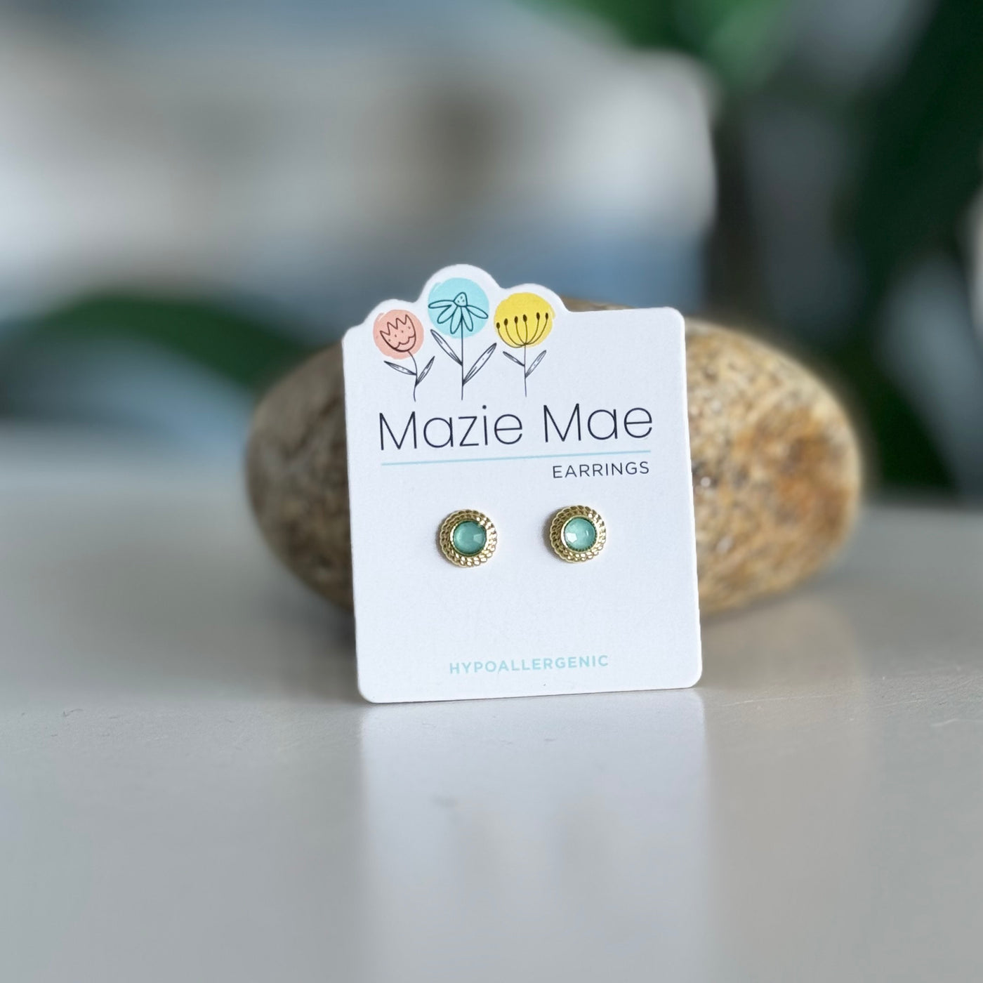 Mazie Mae Earrings - Gold Tone Braided Pacific Opal Studs