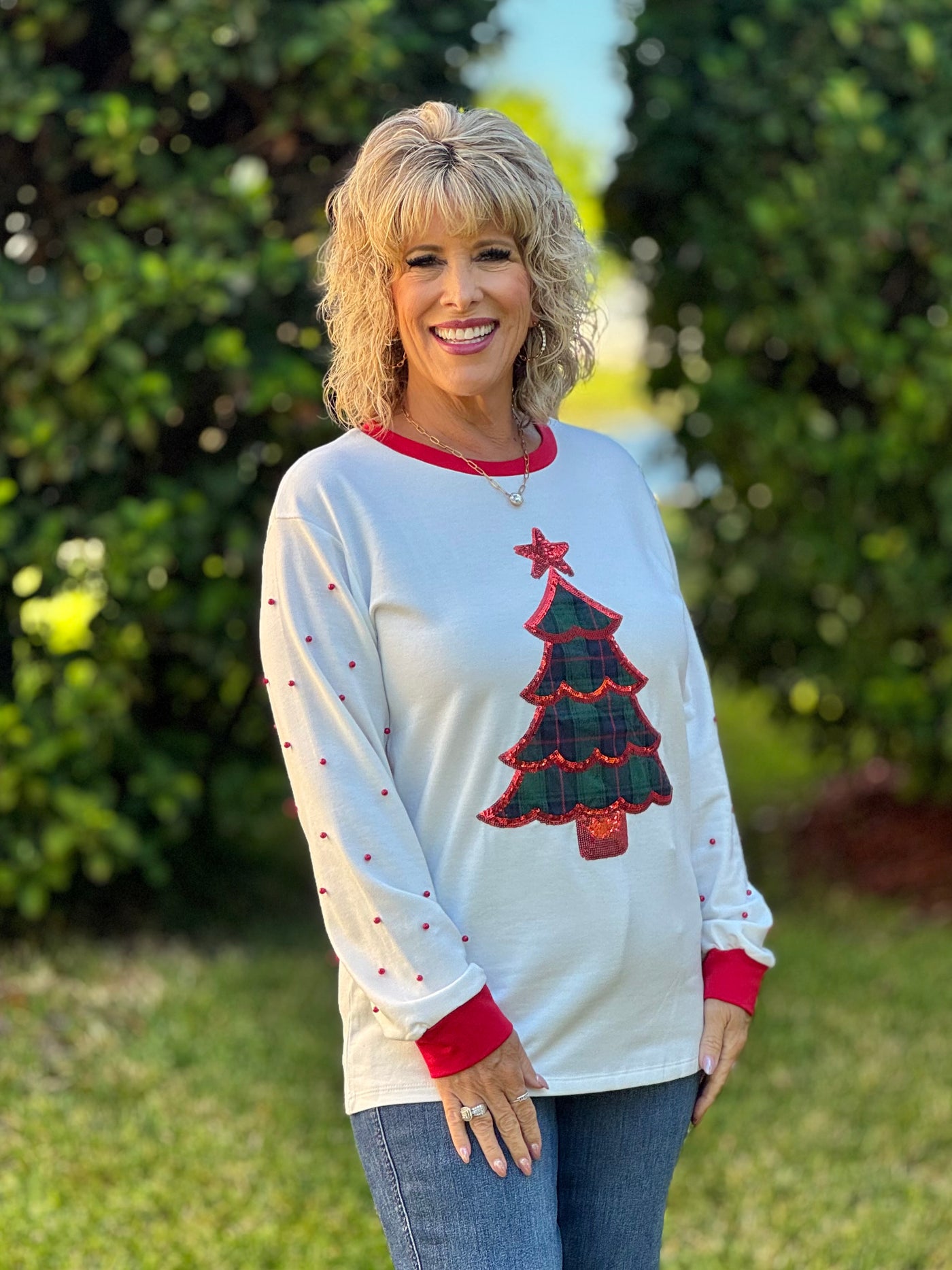 Holiday Sweatshirts By Grace + Emma - Plaid Tree Patch