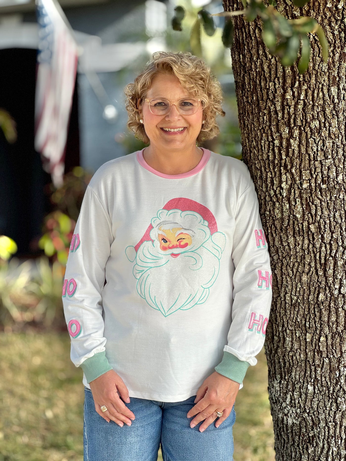 Holiday Sweatshirts By Grace + Emma - Giltter Santa