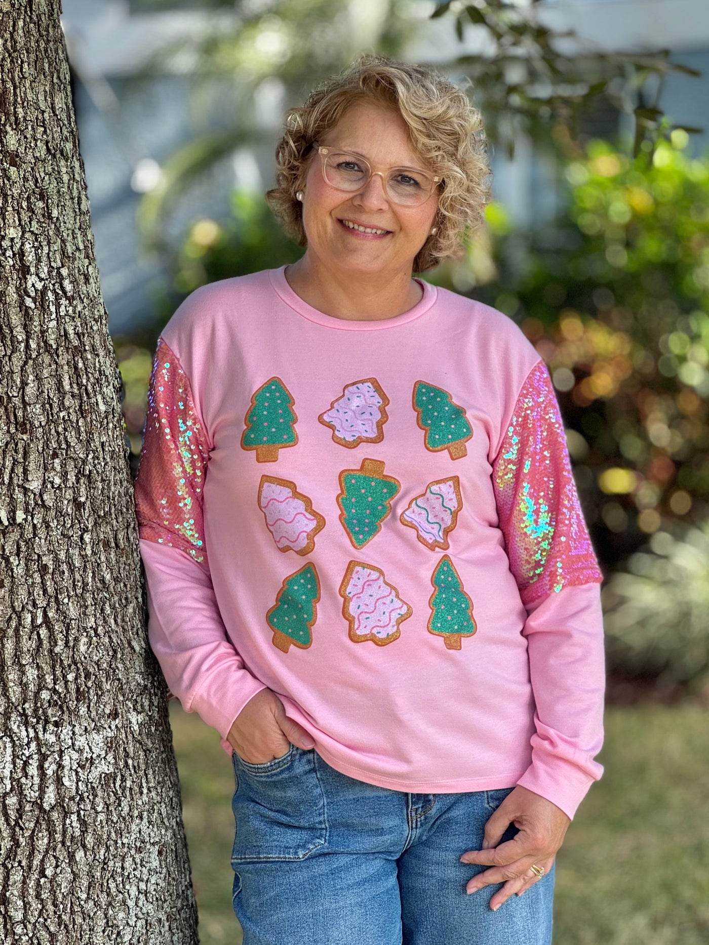 Holiday Sweatshirts By Grace + Emma - Glitter Christmas Tree 