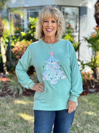 Holiday Sweatshirts By Grace + Emma - Sequin Tree Patch 