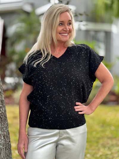 The Janece Sparkle Cap Sleeve Sweater
