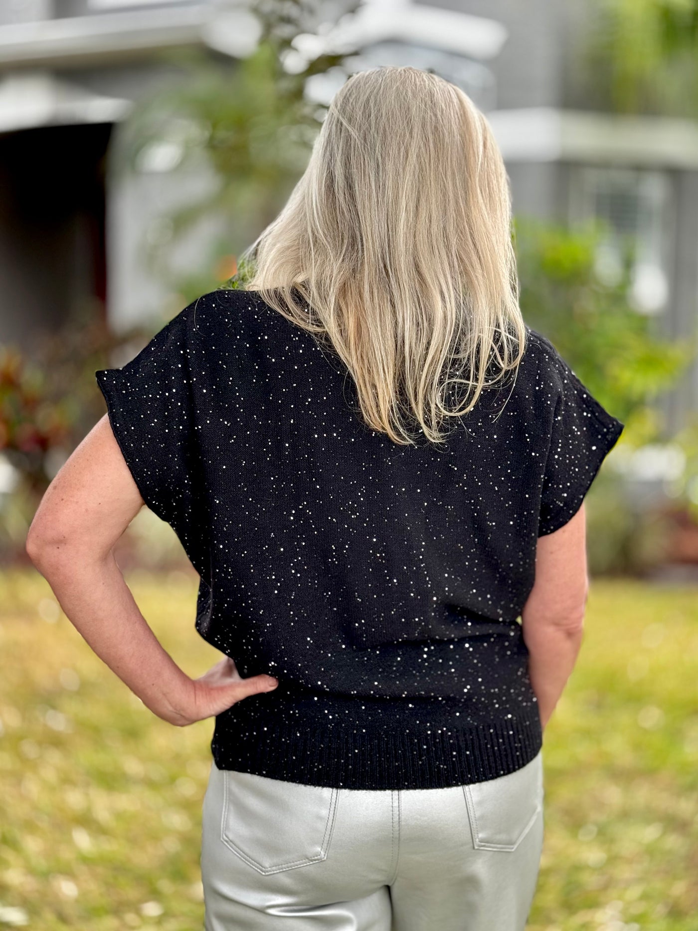 The Janece Sparkle Cap Sleeve Sweater