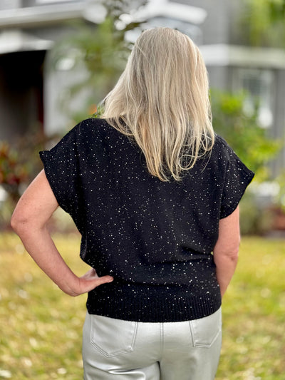 The Janece Sparkle Cap Sleeve Sweater