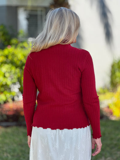 The Avalee Cable Knit Sweater - Red