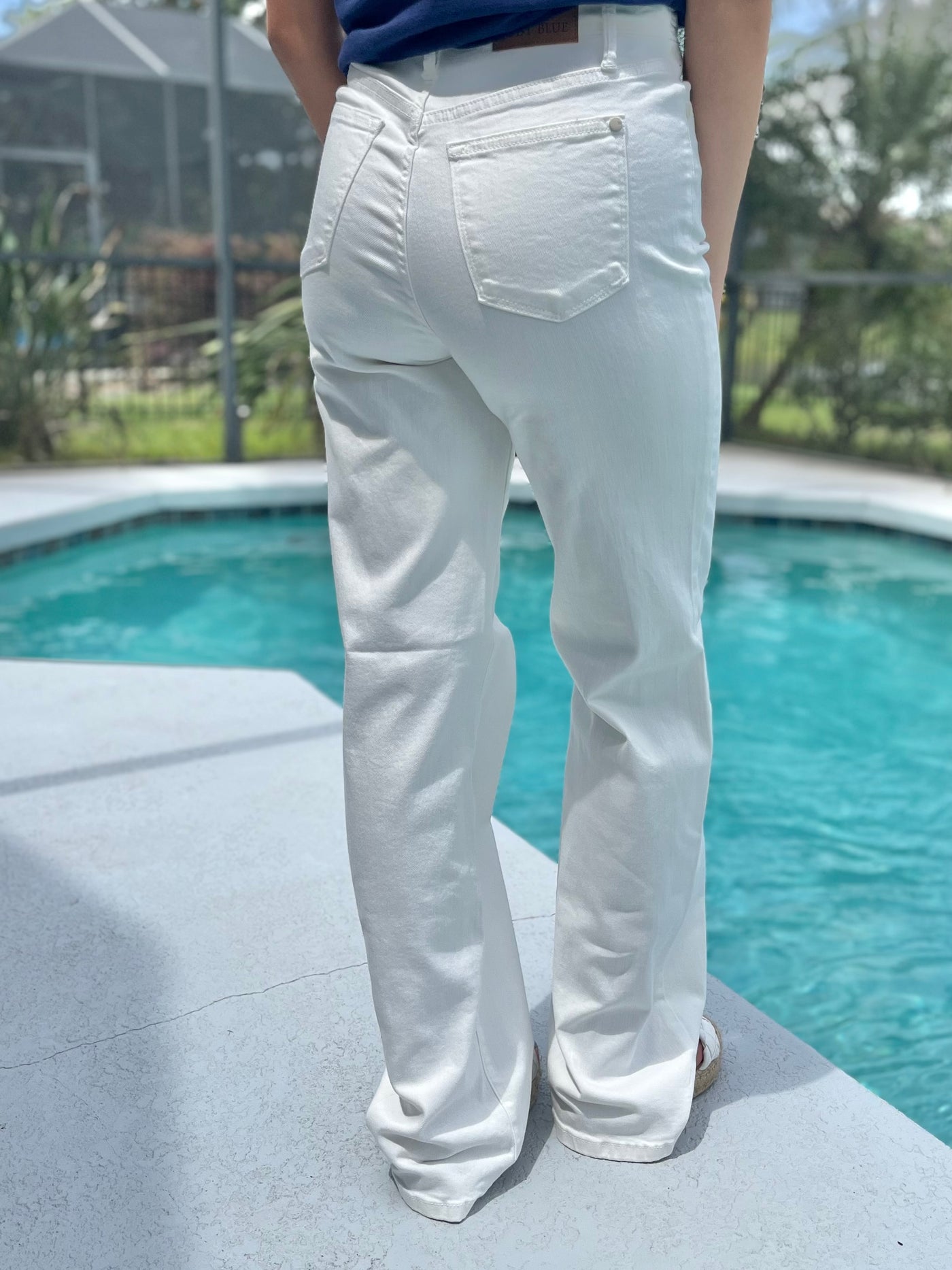 Everything Is All White Wide Leg Jeans By Judy Blue