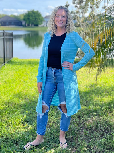 Coastal Cardigan - Aqua
