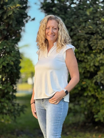 The Nicole V-Neck Top - White 