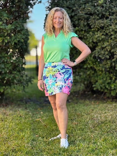 The Nicole V-Neck Top - Neon Green