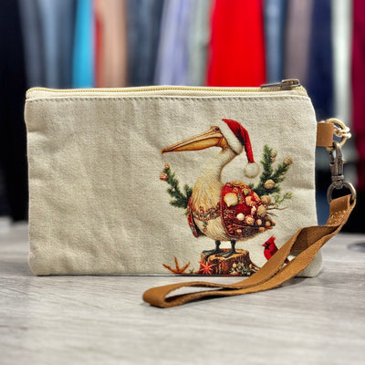 Coastal Bags & Accessories - Yuletide Pelican Wristlet