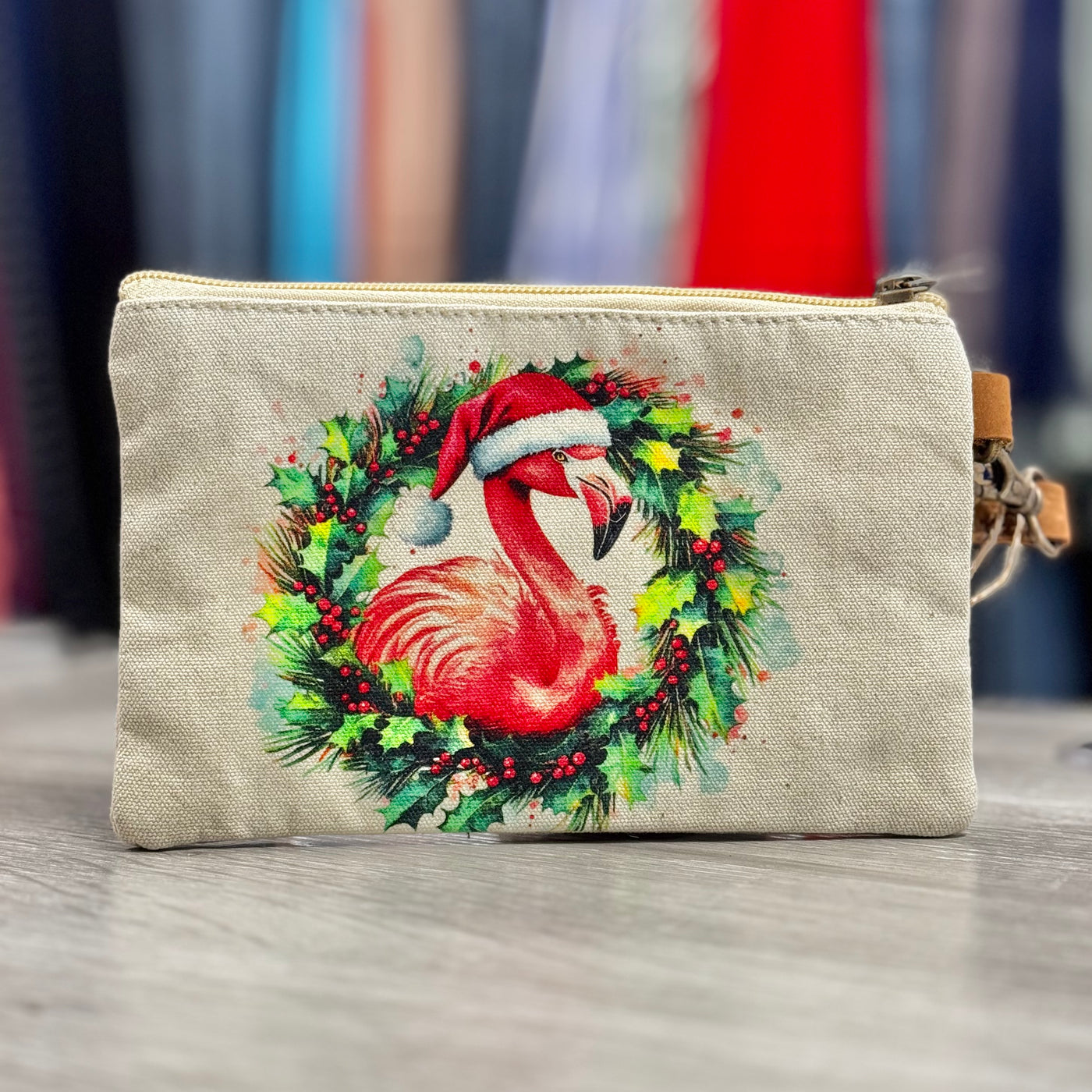 Coastal Bags & Accessories - Festive Flamingo Wristlet