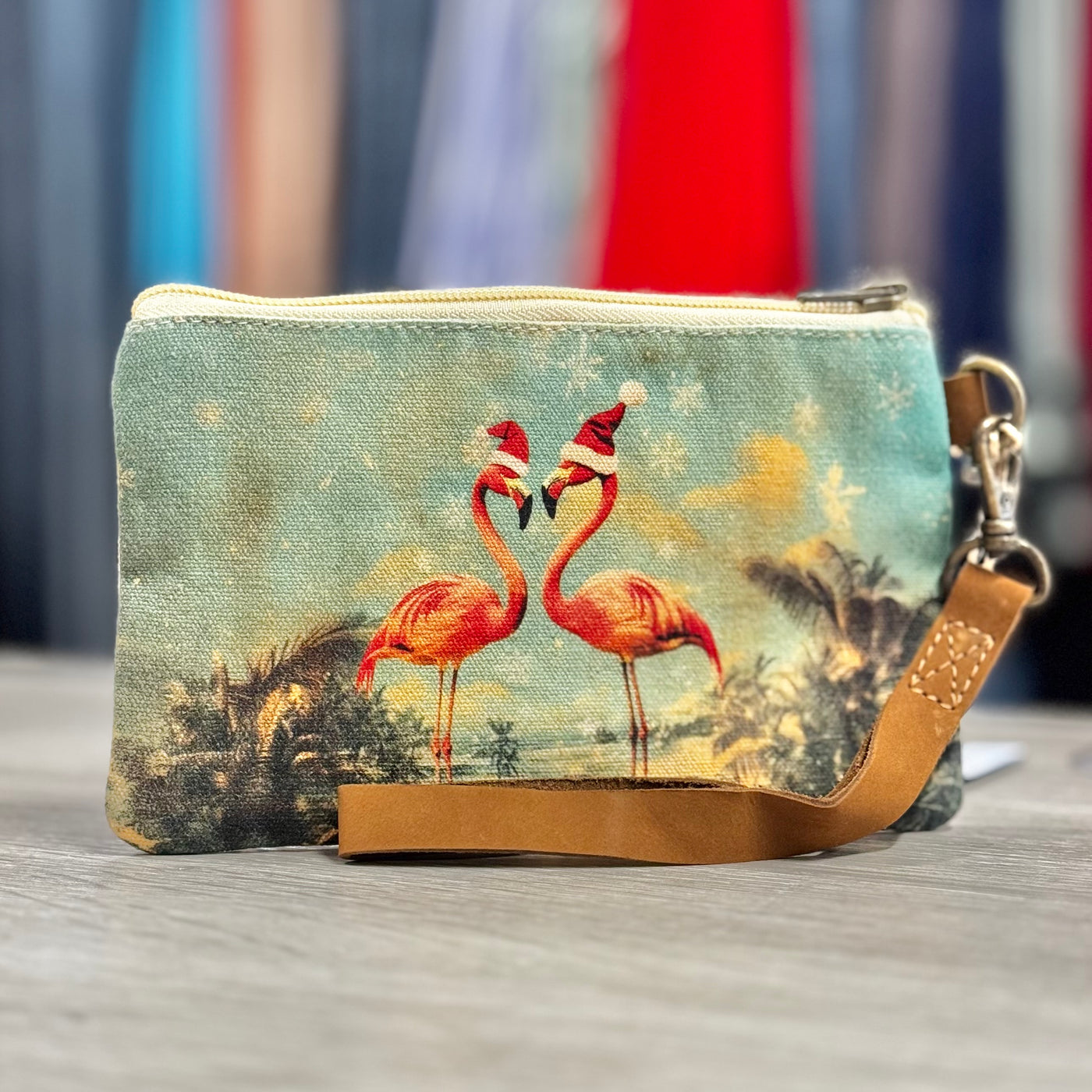 Coastal Bags & Accessories - Jolly Flamingos Wristlet