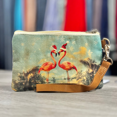 Coastal Bags & Accessories - Jolly Flamingos Wristlet