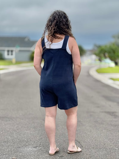 Weekend Brushed Ribbed Shortalls - Navy