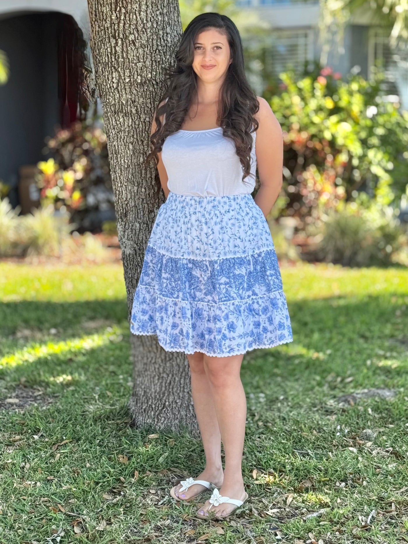 The Garden Party Skirt By Simply Southern - Blue