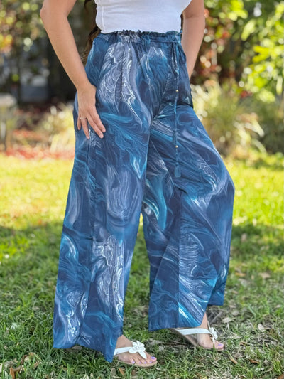 Oceanside Palazzo Pants - Deep Blue