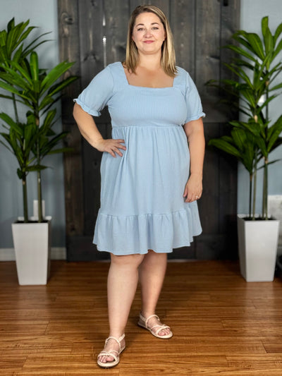 Radiantly Ribbed Babydoll Dress By Simply Southern - Ice