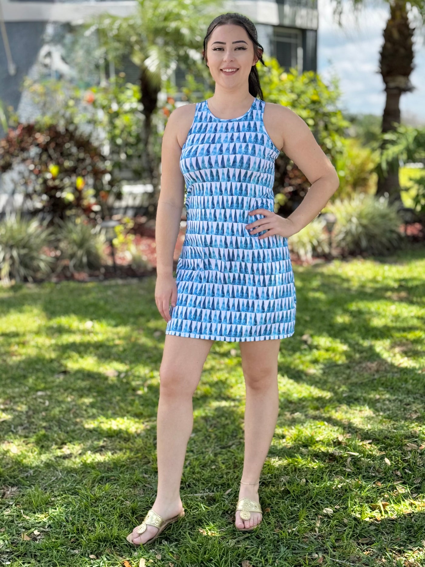Tank Dress In Painted Triangles By Capelton Road